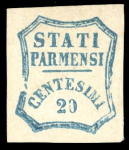 1859 - 20 cent. azzurro (15), evidente ... 
