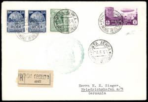 POSTA AEREA 1933 - 5 lire Zeppelin, con ... 