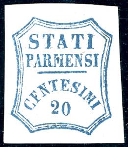 1859 - 20 cent. azzurro (15), gomma ... 