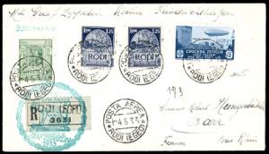 POSTA AEREA 1933 - 12 lire Zeppelin, con ... 
