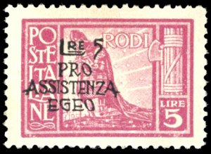 OCCUPAZIONE TEDESCA EGEO 1943 - 5 + 5 lire ... 