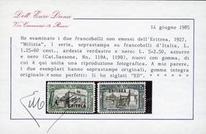 1927 - Milizia, non emessi, colori ... 