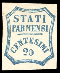 1859 - 20 cent. azzurro 0 grasso (15d), ... 
