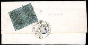 1858 - 1/2 baj grigio verdastro (1b), blocco ... 