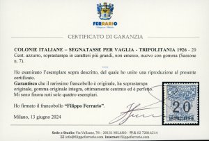SEGNATASSE VAGLIA 1926 - 20 cent., ... 