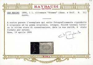 1894 - 1 lira oltremare Stemma ... 