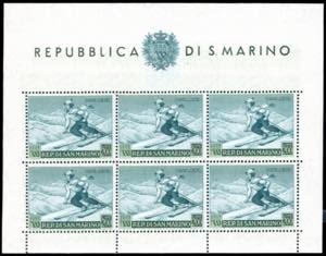 1953 - 200 lire Sciatrice, foglietto (15), ... 