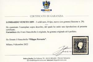 1859 - 3 soldi nero, II tipo (29), ... 