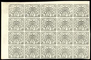 1867 - 2 baj bianco (3A), blocco di 20 ... 