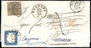 1863 - 3 baj bruno cuoio (4Ac), su lettera ... 