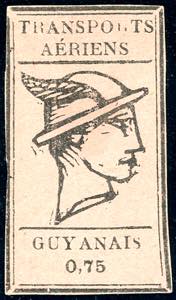 GUYANA FRANCESE POSTA AEREA 1921 - 0,75 rosa ... 