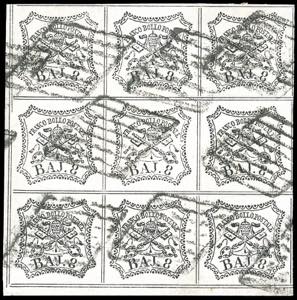 1852 - 8 baj bianco (9), blocco di ... 