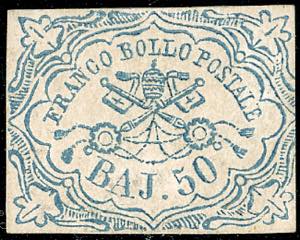 1852 - 50 baj azzurro (10), nuovo ... 
