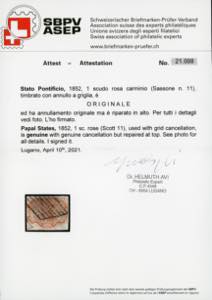 1852- 1 scudo rosa carminio (11), ... 