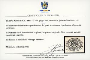 1867 - 3 cent. grigio rosa (14), ... 