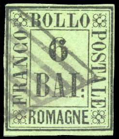 1859 - 6 baj verde giallo (7), usato, ... 