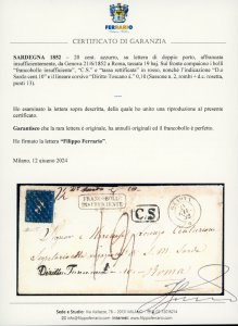 1852 - 20 cent. azzurro (2), ... 