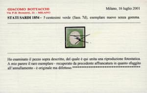 1854 - 5 cent. verde (7d), tre ... 