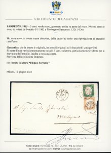 1863 - 5 cent. verde scuro, ... 