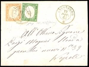 1863 - 5 cent. verde cupo, 10 cent. bistro ... 
