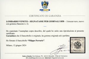 1859 - 1 kr. nero (2), gomma ... 