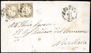 1861 - 10 cent. grigio (14Cd), coppia, ... 