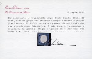 1860 - 20 cent. azzurro grigio, ... 
