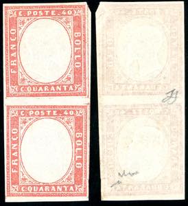 1863 - 40 cent. rosa vermiglio (16F), coppia ... 