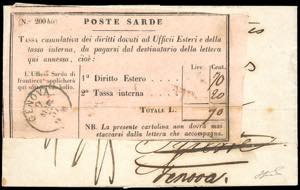 1857 - Lettera non affrancata da Marsiglia ... 