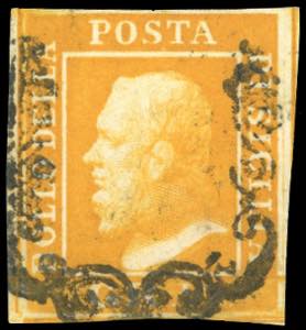 1859 - 1/2 grano arancio, I tavola, carta di ... 