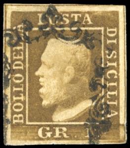 1859 - 1 grano bruno ruggine, I tavola, I ... 