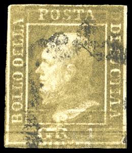 1859 - 1 grano bruno oliva, II tavola, ... 