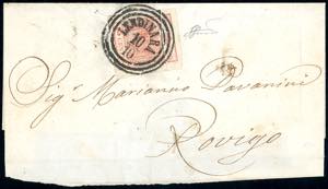 1852 - 15 cent. rosso, III tipo, carta a ... 
