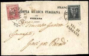 1853 - 1 quattrino nero su grigio, perfetto ... 