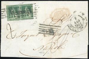 1854 - 4 crazie verde su grigio (6), coppia, ... 