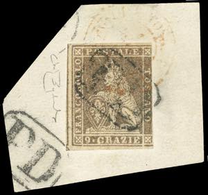 1859 - 9 crazie bruno lillaceo, filigrana ... 