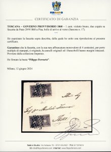 1860 - 1 cent. violetto bruno ... 