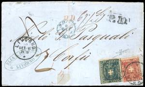 1860 - 20 cent. azzurro, linea di riquadro ... 