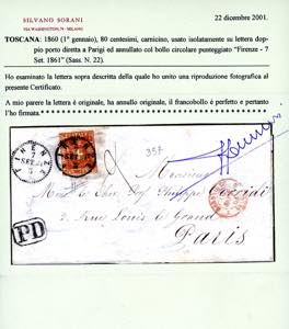 1861 - 80 cent. carnicino (22), ... 