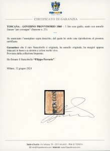 1860 - 3 lire ocra giallo (23), ... 