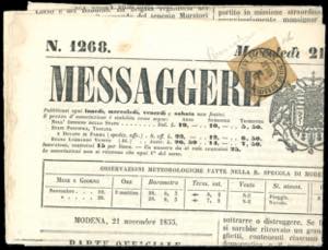 1855 - 2 soldi nero, segnatasse per giornali ... 