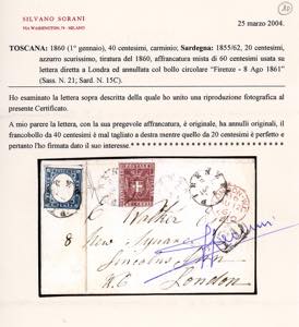 1861 - 40 cent. carminio, corto a ... 