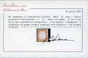 1862 - 10 cent. bistro giallastro ... 