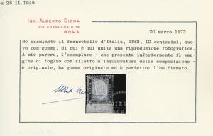 1862 - 10 cent. bistro giallastro, ... 