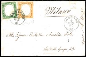 1863 - 10 cent. arancio ocra, non dentellato ... 