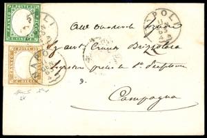 1863 - 10 cent. bistro giallastro, ultima ... 