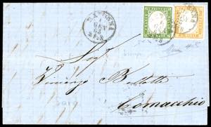 1863 - 5 cent. verde olivastro, 10 cent. ... 