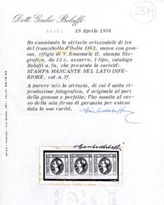 1863 - 15 cent. azzurro, I tipo, ... 