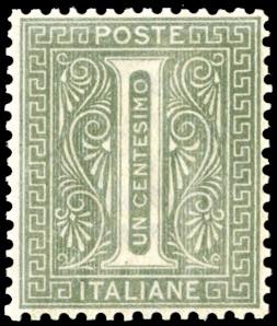 1863 - 1 cent. verde grigio chiaro, De La ... 
