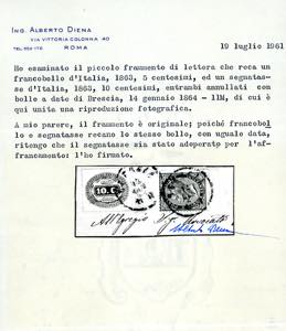 1864 - 5 cent. grigio verde, De La ... 